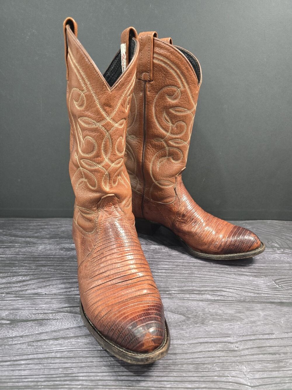 VINTAGE Tony Lama Women’s Teju Lizard Cowboy Boots CT2100 Brown 7.5 B | IMMAC.